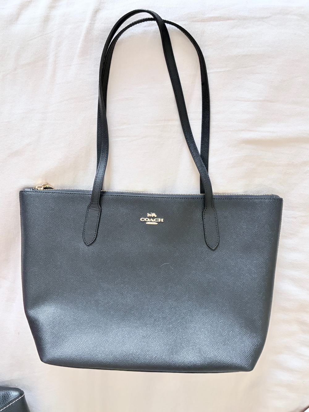 COACH Saffiano Black Leather Tote Bag